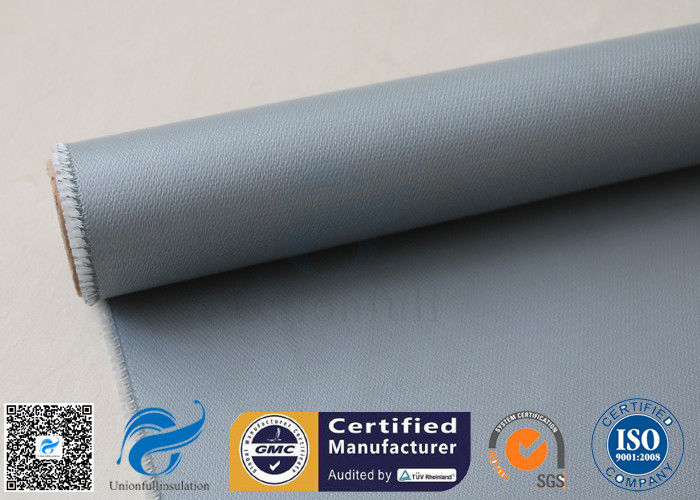 E - Glass 260℃ Gray Silicone Coated Curtains 4HS 510g / 590 Silicone Coated Fiberglass Fabric