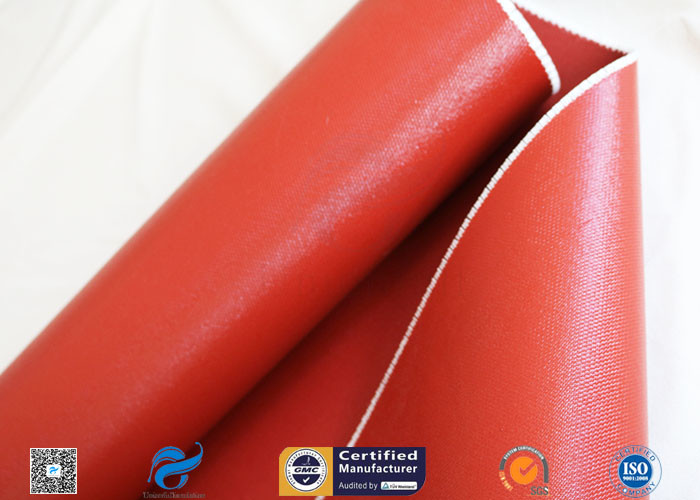 1mm Bright Red Silicone Coated Fiberglass Cloth For Thermal Insulation Jacket